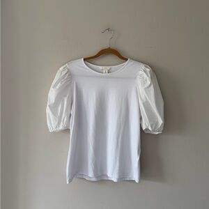 H&M White Puff Sleeve Tee Size Large